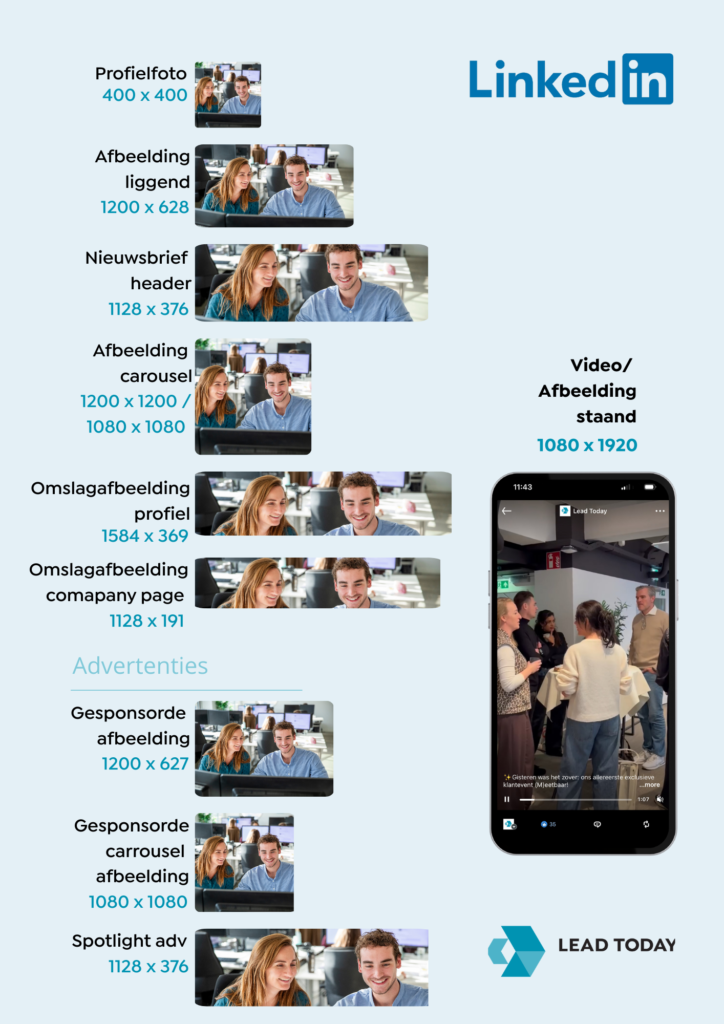 afmetingen linkedin voor social media